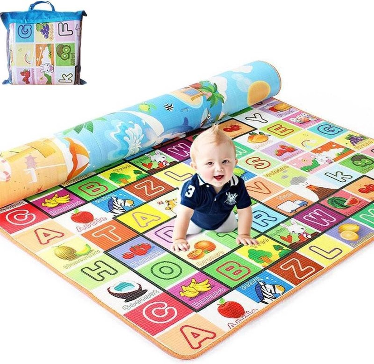 Opvouwbare Cartoon Baby Speelkleed | Letters & Cartoons mat voor kinderen  200*180cm